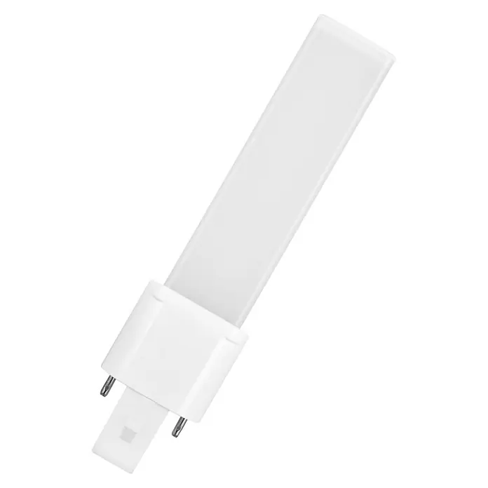 Osram LED-Röhre Dulux S - Warmweiß - Nahaufnahme einer weißen LED-Lampe mit Stiftsockel, ideal für energieeffiziente Beleuchtungslösungen.