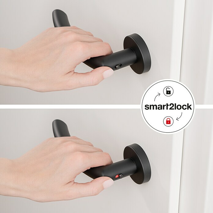 Diamond Doors Zimmertürgarnitur Wisconsin Smart2Lock links (Stärke Tür: 38 mm - 45 mm, Edelstahl, L-Form, Schwarz, Links) | BAUHAUS