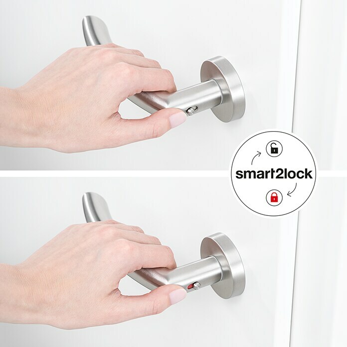 Diamond Doors Zimmertürgarnitur Wisconsin Smart2Lock links (Stärke Tür: 38 mm - 45 mm, Edelstahl, L-Form, Edelstahl, Links) | BAUHAUS