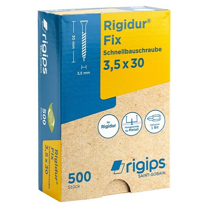 Rigips Rigidur Schnellbauschrauben (Durchmesser: 3,5 mm, Länge: 30 mm, 500 Stk.) | BAUHAUS