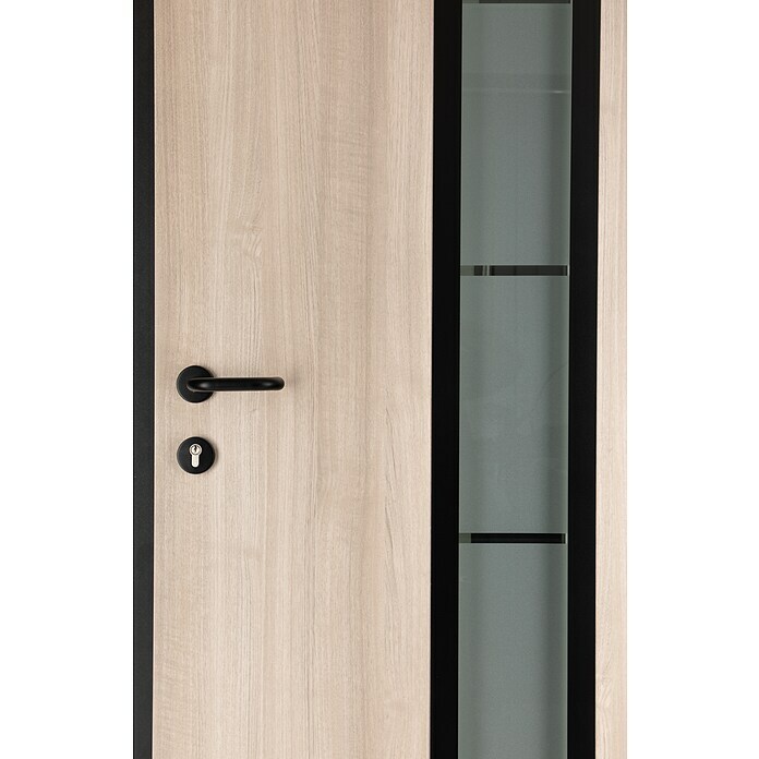 Splendoor Haustür Thermodoor PLUS SP70 (110 cm x 210 mm, DIN Anschlag: Rechts, Weißeiche/Tiefschwarz) | BAUHAUS