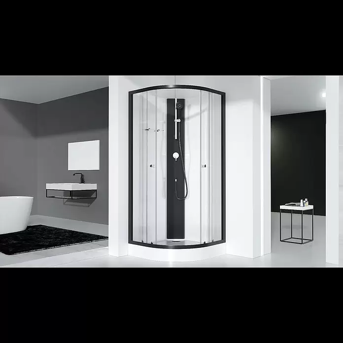 Aurlane Komplettdusche Black Sea - 90 x 90 x 210 cm, Weiß/Schwarz - Design Komplettduschkabine Black Sea