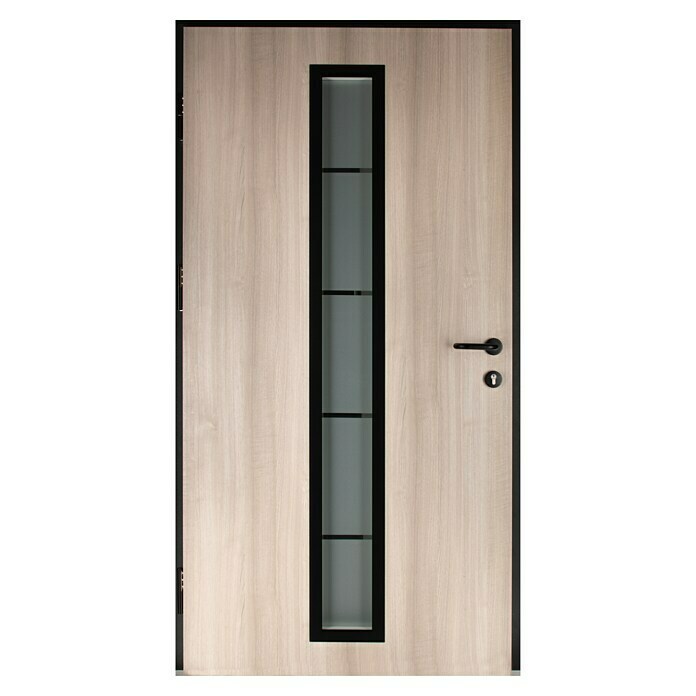 Splendoor Haustür Thermodoor PLUS SP70 (100 cm x 210 mm, DIN Anschlag: Links, Weißeiche/Tiefschwarz) | BAUHAUS