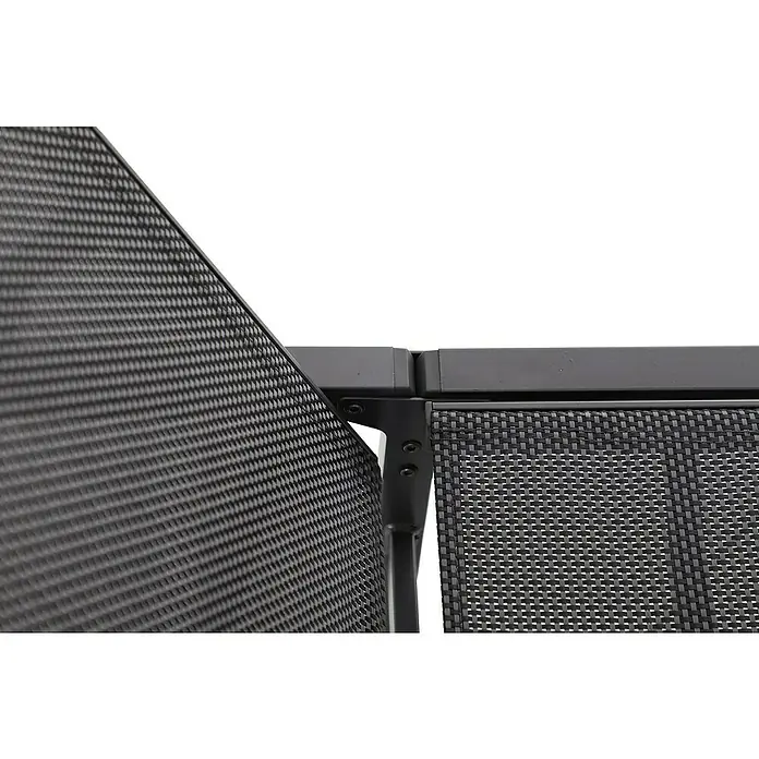 Sunfun Maja GartenliegeB x T: 63 x 186 cm, Anthrazit, Stahl, Klappbar - Detailaufnahme einer grauen Gartenmöbel-Ecke mit Textilbespannung und Metallrahmen, ideal für den Außenbereich.