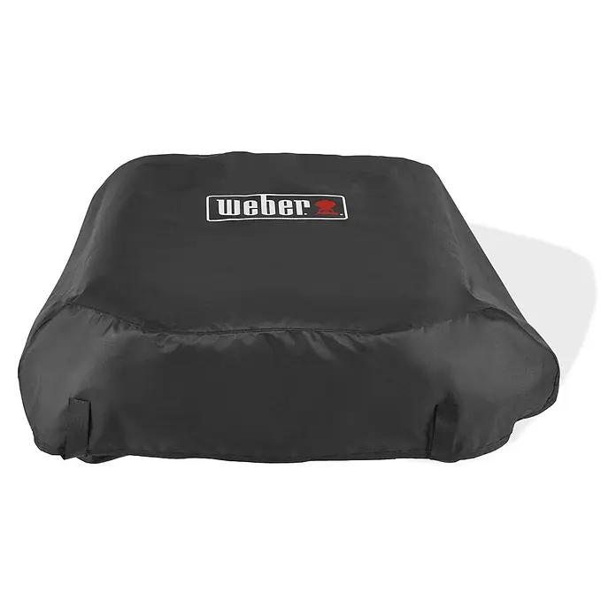 Weber Grill-Schutzhülle - Passend für: Weber Plancha Grill Slate 43, Kunststoff - Schwarze Weber Grillabdeckung, die den Grill vor Witterungseinflüssen schützt, mit dem Weber-Logo in Weiß und Rot.