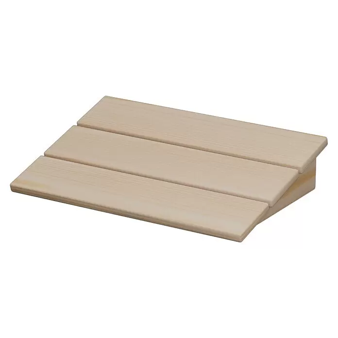 Eilo Kopfstütze EL-BE 40 - 38 x 57 x 10 cm, Espe - Geneigte Bad- oder Saunamatte aus hellem Naturholz mit sichtbarer Maserung.