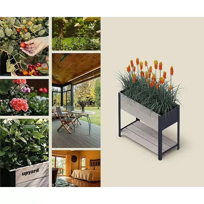 Upyard Hochbeet Modernbox hoch78 x 36 x 72 cm, Holz, Grau