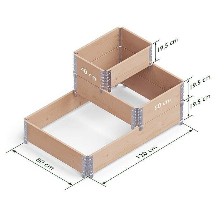 Upyard Hochbeet 3 Ebenen (120 x 80 x 58,5 cm, Holz, Braun, Fassungsvermögen: 301,8 l) | BAUHAUS