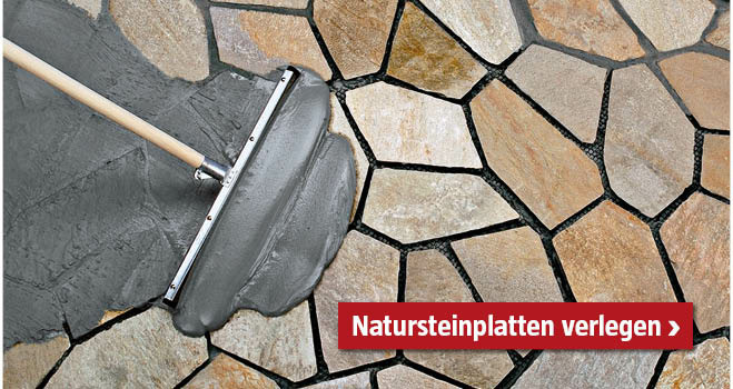 Natursteinplatte verlegen