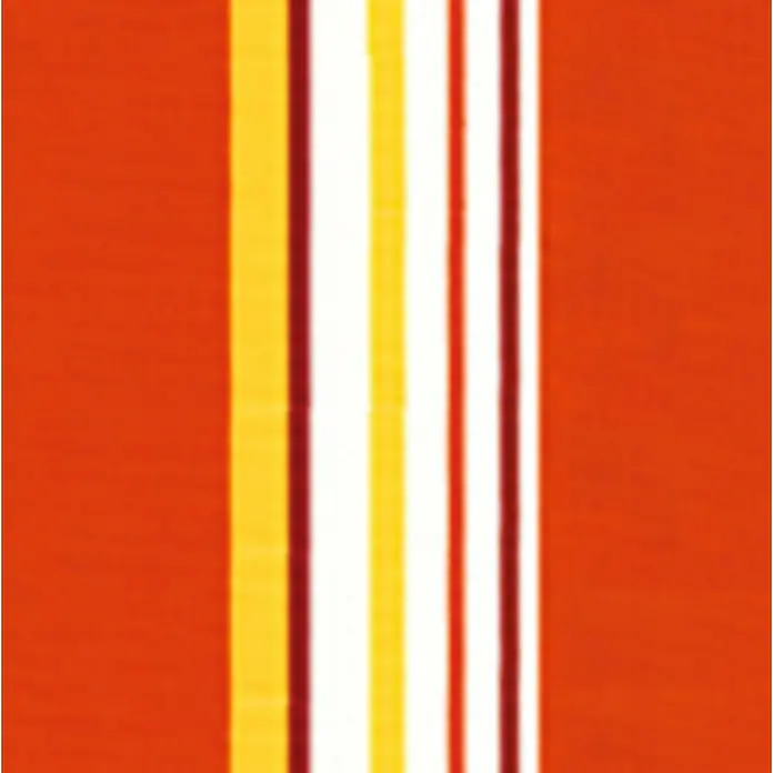 Sunfun Gelenkarmmarkise Multicolor - Rot/Gelb, Breite: 4 m, Ausfall: 2,5 m - Gestreifter Stoff in Orange, Gelb, Weiß und Burgunderrot.