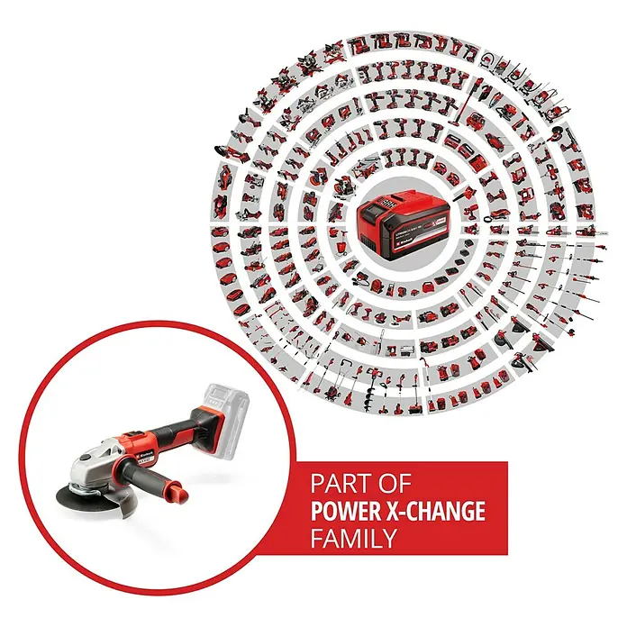 Einhell Professional Power X-Change 18V Akku-Winkelschleifer Axxio 18/125 - 18 V, Ohne Akku, Durchmesser Scheibe: 125 mm, 8.500 U/min - Akku-Winkelschleifer als Teil der Power X-Change Familie. Vielseitigkeit mit Einhells Akku-System für Werkzeuge und Gartengeräte.