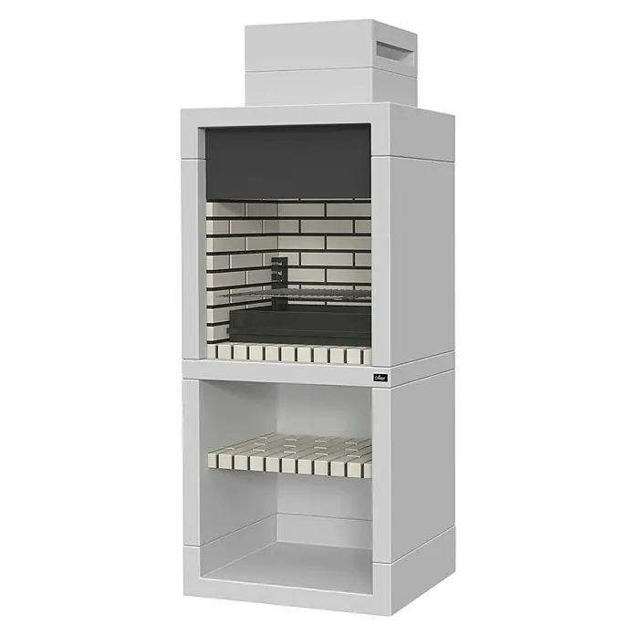 Collippo Estoril Barbacoa de obra - An x Pr x Al: 80,5 x 58 x 204 cm, Superficie parrilla: 60 x 38 cm, Gris/Negro - Una barbacoa moderna e independiente con almacenamiento debajo, perfecta para experiencias de cocina al aire libre en el jardín.