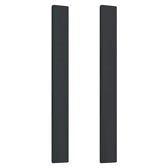 Room Plaza Loft + Mehr Griffleisten-Set - Schwarz matt, 350 x 40 mm, Eckig - Zwei dunkelgraue, gebürstete Metallbalken, die ein Pause-Symbol bilden, mit abgerundeten Kanten.