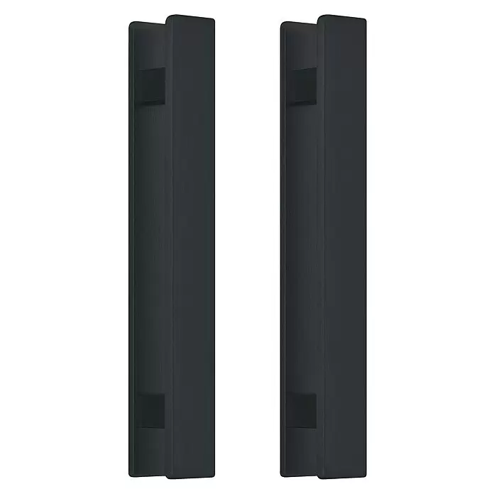 Room Plaza Loft + Mehr Griffstangen-Set - Schwarz matt, 350 x 40 mm, Eckig - Zwei dunkelgraue Buchstützen aus gebürstetem Metall zum aufrechten Halten von Büchern.