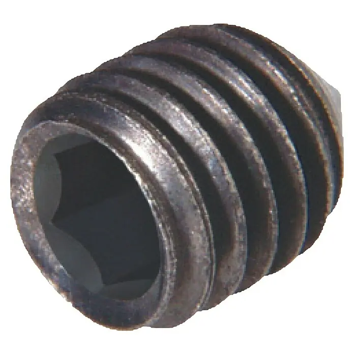 Suki Perno roscado DIN914 - Largo: 10 mm, Acero - Un tornillo de fijación metálico con un hexágono hueco, utilizado para una fijación precisa en diversas aplicaciones.