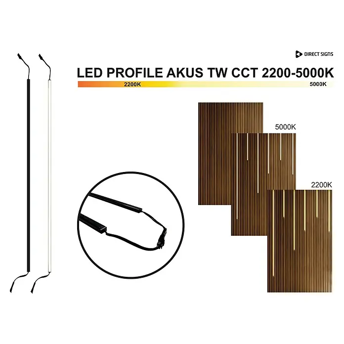 Direct Signs Lichtleiste CCT für Akustikpaneele - Länge: 101,5 cm, Lichtfarbe: Mehrfarbig, 12 W, 24 V - LED Profil AKUS TW CCT 2200-5000K: Beleuchtungslösung mit einstellbarer Farbtemperatur für vielfältige Anwendungen.