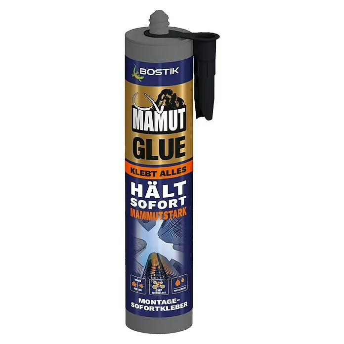 Bostik Montagekleber Mamut Glue - 450 g, Kartusche - Produktbild von Bostik Mamut Montage Sofortkleber, einem leistungsstarken und schnell wirkenden Klebstoff für verschiedene Anwendungen.