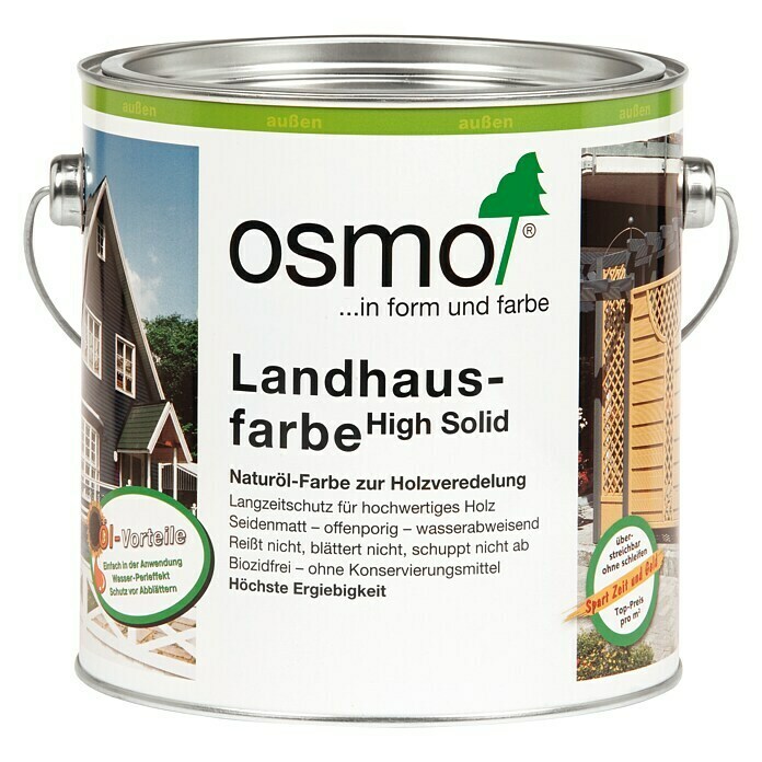 Osmo High Solid Landhausfarbe (Steingrau, 2,5 l, Seidenmatt, Naturölbasis)