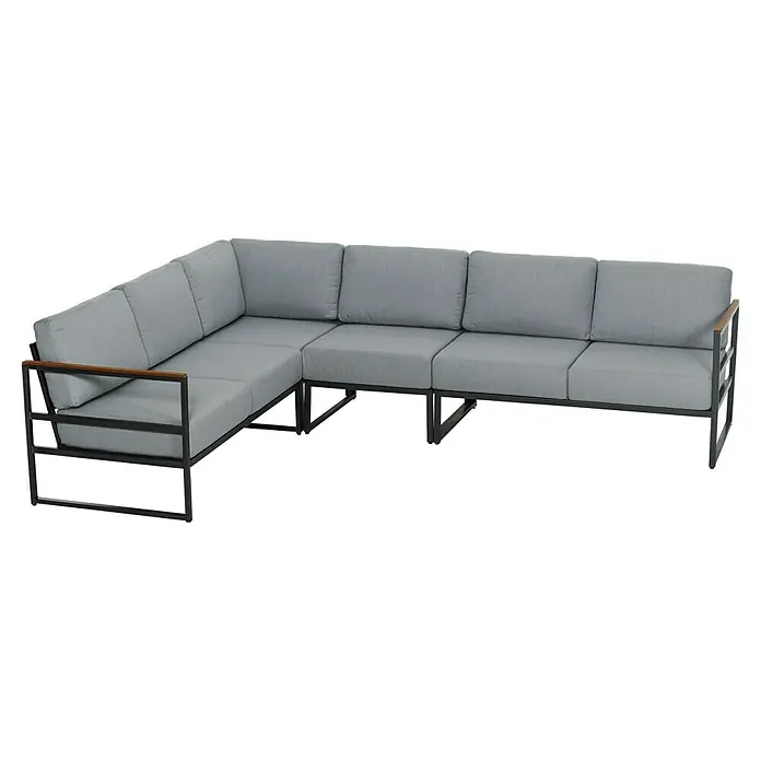 Ersatzkissen Felino - Passend für: MWH Felino Loungemöbel-Set - Moderne graue Eckcouch mit schwarzem Metallrahmen und Holzarmlehnen für den Außenbereich.