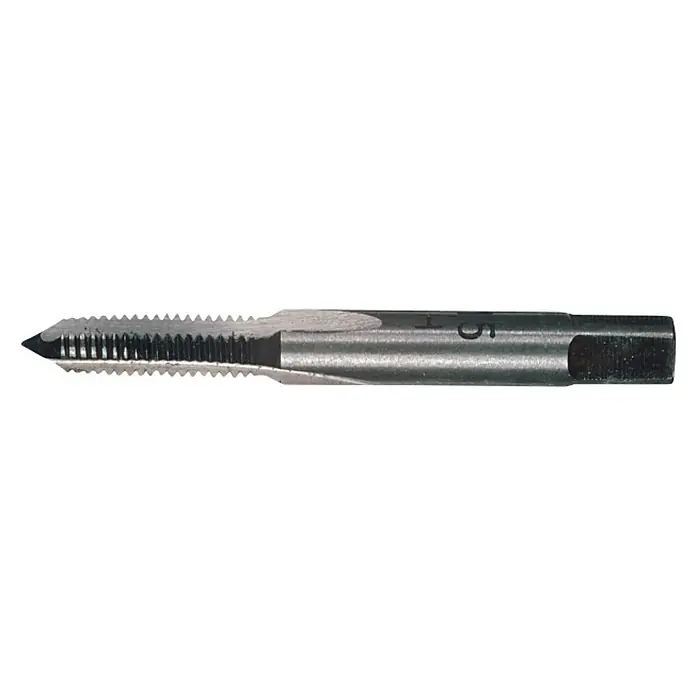 Connex Macho de roscar - M 4 - Primer plano de un macho de roscar, una herramienta para cortar roscas internas, destacando sus bordes de corte distintivos y la marca "T 5".