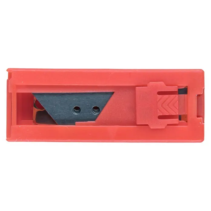 Connex Cuchilla trapezoidal - Específico para: Rascador COXT890002 - Un cúter de hoja segmentada rojo con una hoja afilada, ideal para cortes precisos en varios proyectos manuales y de bricolaje.