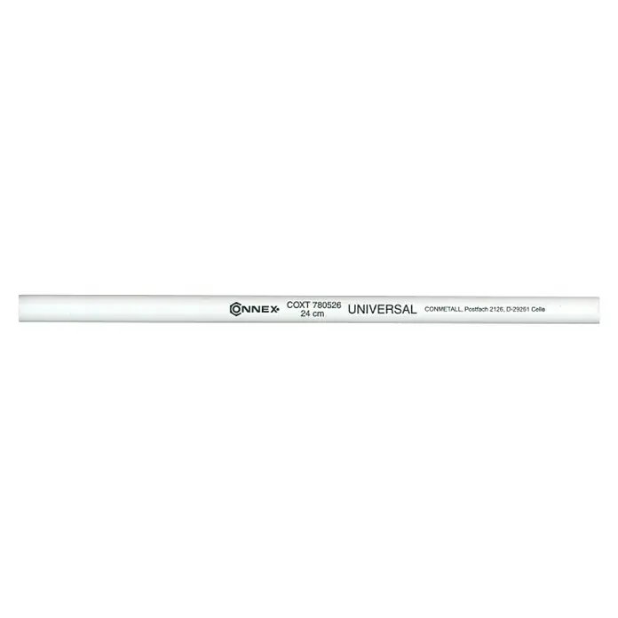 Connex Lápiz de carpintero - Largo: 240 mm, Blanco - La imagen muestra una tira universal CONNEX, etiquetada COXT 780526, que mide 24 cm de largo.