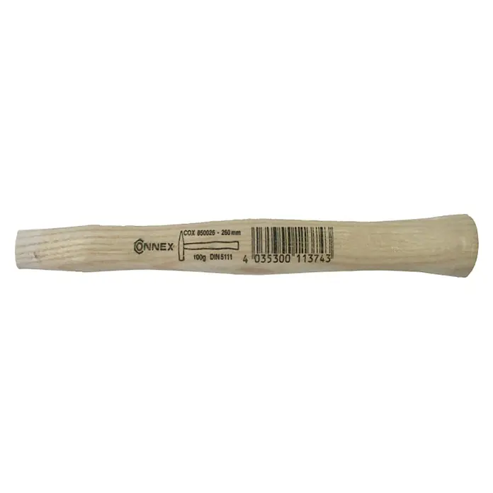 Connex Mango de martillo - Largo: 260 mm, Específico para: 100 gr - Imagen de un mango de martillo CONNEX con el logotipo de CONNEX, información del peso (100g) y código de barras para una fácil identificación.