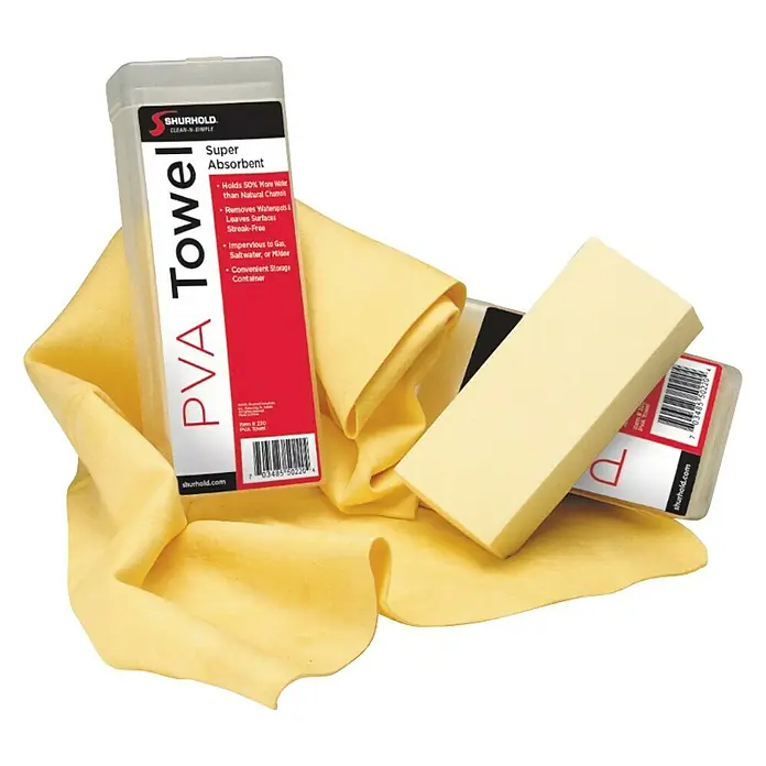 Paño de microfibra de PVA - Amarillo - Toalla PVA Shurhold: Toalla super absorbente en un práctico contenedor de almacenamiento, ideal para superficies sin rayas y alta absorción.