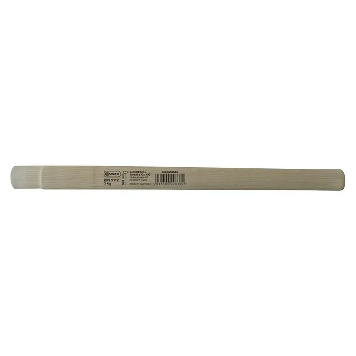 Connex Mango de maza - Específico para: Mazas de 3000 gr - Primer plano de un mango de martillo de madera con detalles del fabricante, marcas y un código de barras.