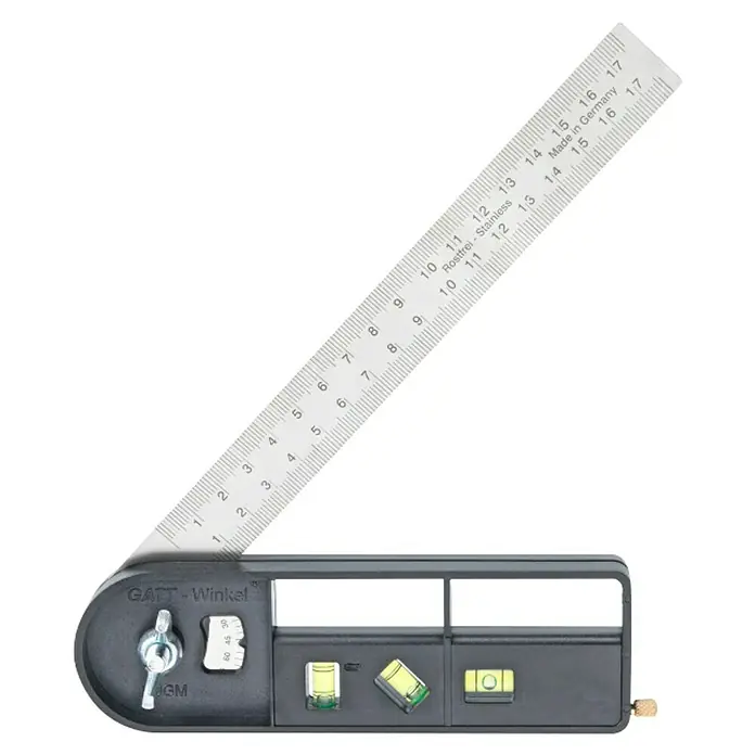 Connex Ángulo universal regulable - Largo: 175 mm, Aguja de rasgado - La imagen muestra un transportador de ángulos GAT, una herramienta útil para mediciones precisas y determinación de ángulos.
