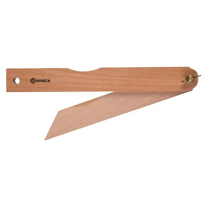 Connex Escuadra de carpintero falsa - Largo: 300 mm, Madera de haya - Un transportador de ángulos de madera de Connex, ideal para mediciones precisas y trabajos en el taller o proyectos de bricolaje.