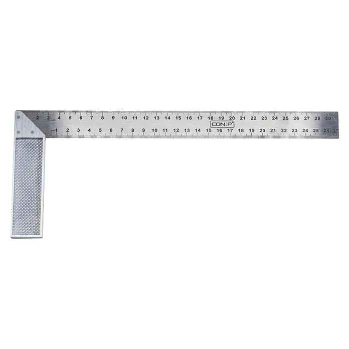 Connex Escuadra de comprobación - Largo: 300 mm, Metal - Escuadra de metal con marcas de medición. Ideal para mediciones precisas y comprobaciones de ángulo recto.