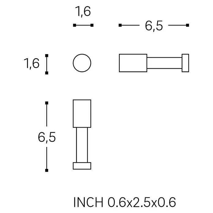Cosmic Enkel Toallero de gancho - Cromo - Dibujo técnico de un pasador con dimensiones. Las dimensiones del pasador se indican en milímetros.