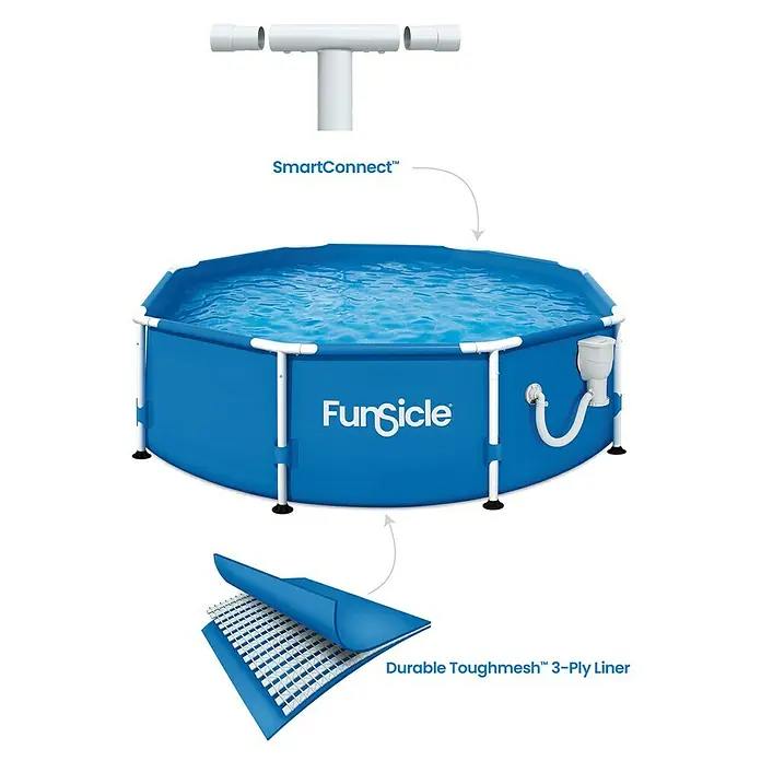 Funsicle Frame-Pool Activity - Ø x H: 244 x 76 cm, Blau, 3.032 l - Abbildung eines FunSicle-Pools mit SmartConnect-System und langlebiger Toughmesh 3-lagiger Auskleidung für erhöhte Haltbarkeit.