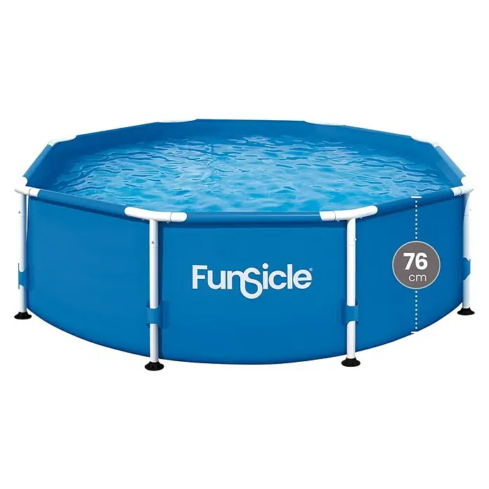 Funsicle Frame-Pool Activity - Ø x H: 244 x 76 cm, Blau, 3.032 l - Ein FunSicle Pool mit Stahlrahmen, gefüllt mit Wasser. Das Schwimmbecken hat eine Tiefe von 76 cm.