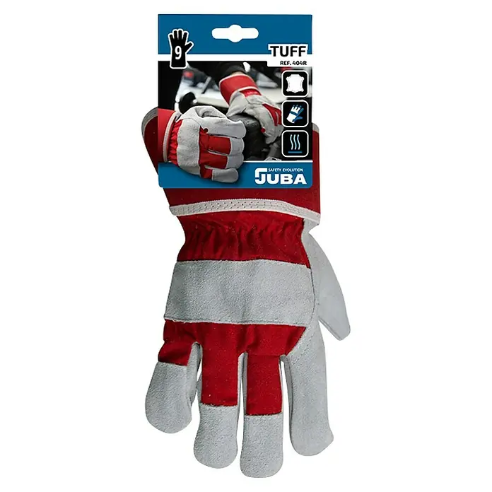 Juba Guantes de trabajo H404R - Talla del guante: 9, Gris/Rojo, 2 ud. - Un par de guantes de trabajo Juba TUFF REF. 405R en rojo y gris, ideales para la protección durante trabajos exigentes.