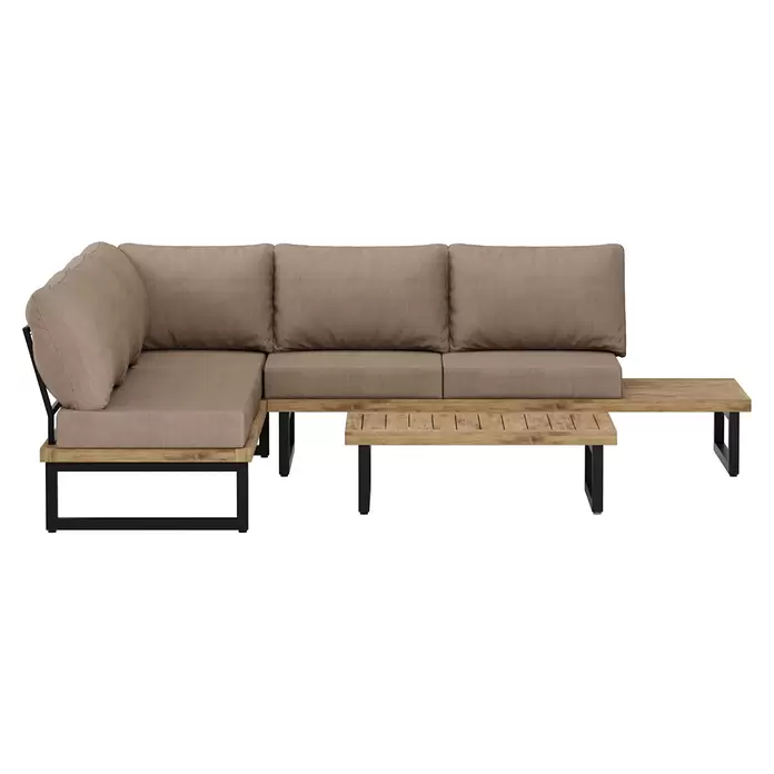 Sunfun Zoe Loungemöbel-Set - 3 -tlg., Teak/Stahl, Braun