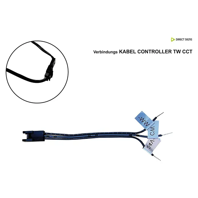 Direct Signs Kabel CCT Controller - Schwarz, 12 cm - Verbindungskabel für TW CCT Controller. Dieses Kabel verbindet den Controller mit den Leuchten und ermöglicht die Steuerung der Farbtemperatur.