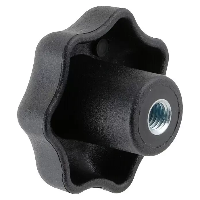 Suki Tornillo con mango estrella - M 5, 1 ud. - Pomo negro en forma de estrella con superficie texturizada e inserto metálico roscado para sujeción.