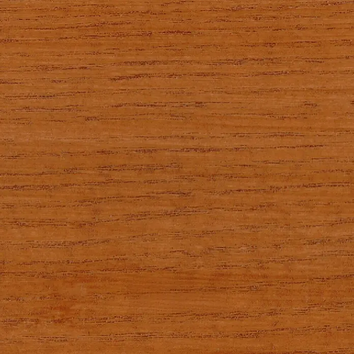Bondex Holzöl Wetterschutz-Öl - Teak, 750 ml - Detailaufnahme einer Mahagoni-Holzoberfläche mit feiner Maserung und warmen Farbtönen, ideal für Möbel und Innenausbau.