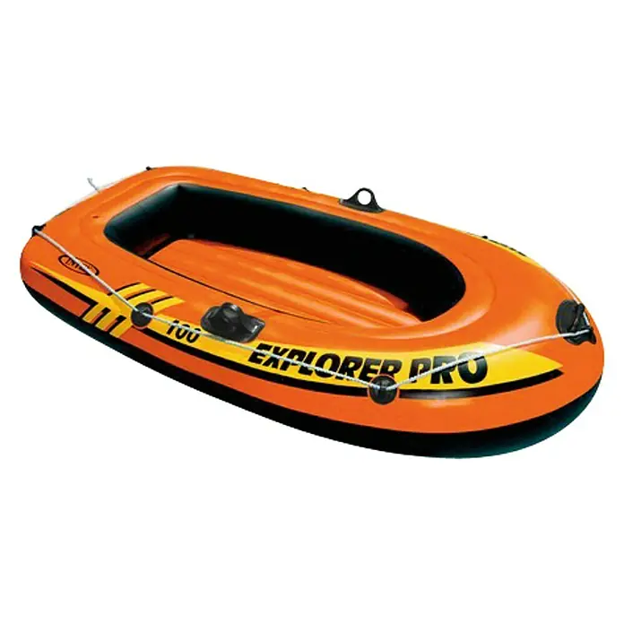 Intex Bote hinchable Explorer Pro 100 - L x An x Al: 160 x 94 x 29 cm, Apto para: 1 persona, Carga útil: 80 kg - Bote inflable Explorer Pro naranja y negro para actividades acuáticas recreativas.