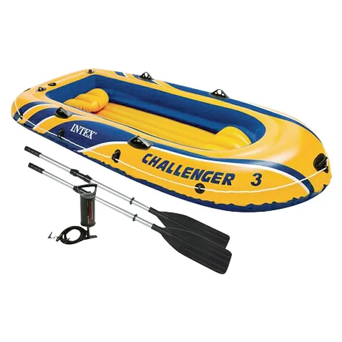 Intex Bote hinchable Challenger 3 - 2,95 x 1,37 m, Carga útil: 170 kg - Bote inflable Intex Challenger 3 con remos y bomba de aire para deportes acuáticos y recreación.