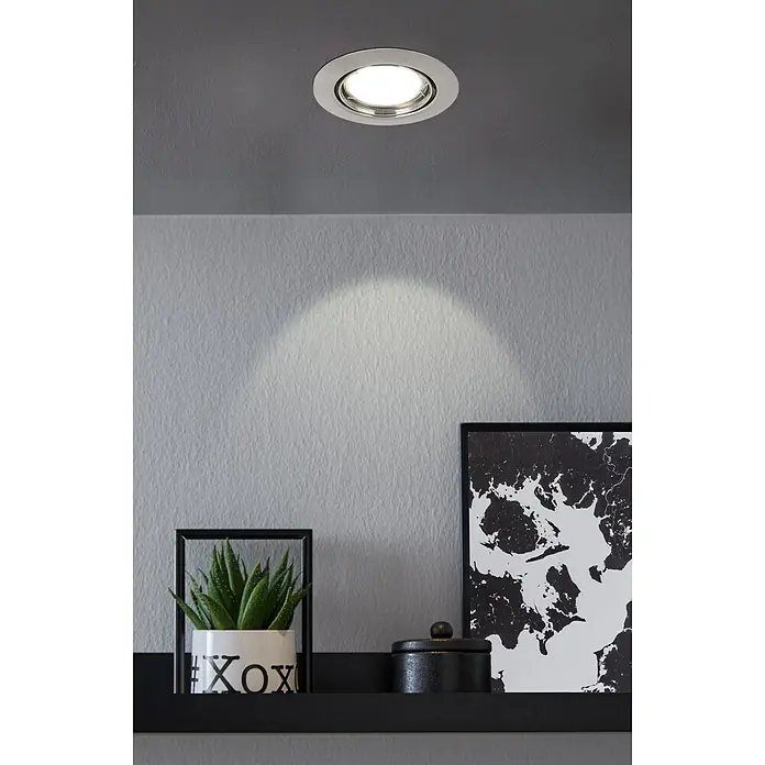 Eglo Einbauleuchten-Set MAZUBY - 5 W, Nickel-matt, Warmweiß - Deckenleuchte aus Metall mit rundem, hellem Licht für moderne Innenräume, die eine elegante Beleuchtungslösung bietet.