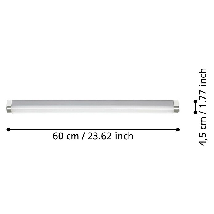 Eglo LED-Spiegelleuchte TRAGACETE 1 (15,5 W, L x B x H: 60 x 4,5 x 4,5 cm, Chrom, Chrom, Neutralweiß) | BAUHAUS