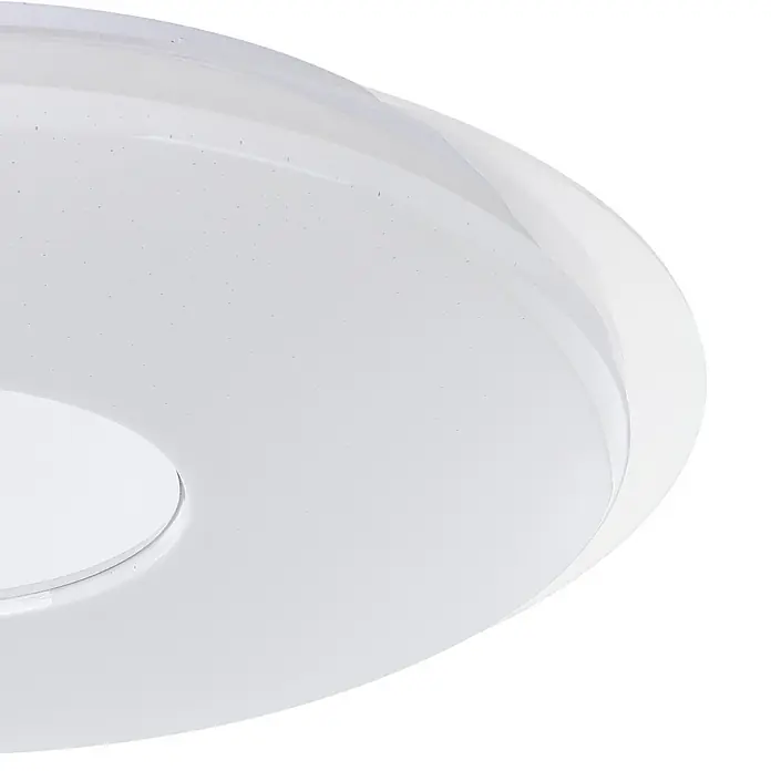 Eglo LED-Deckenleuchte rund LANCIANO-Z - 44,8 W, Ø x H: 560 mm x 8 cm, Weiß - Nahaufnahme einer modernen, runden LED-Deckenleuchte mit sanftem, diffusem Licht und elegantem Design.