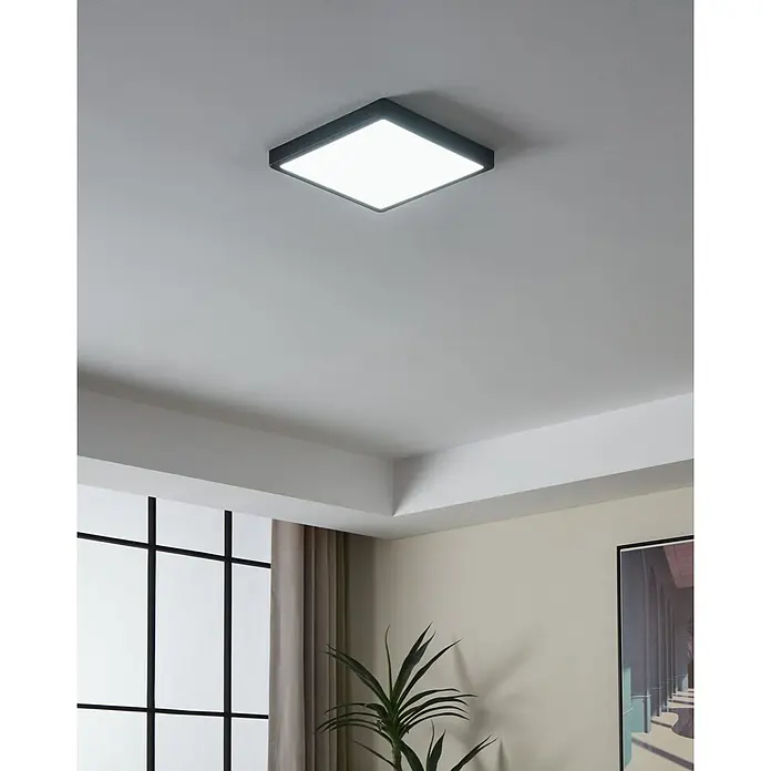 Eglo connect.z LED-Deckenleuchte FUEVA-Z eckig - 19,5 W, Schwarz, Eckig - Moderne quadratische Deckenleuchte mit schwarzem Rahmen und hellem Licht. Perfekt für jeden Raum, der eine stilvolle Beleuchtung benötigt.