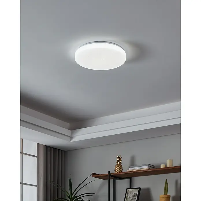 Eglo connect.z LED-Deckenleuchte rund TOTARI-Z - 19,2 W, Ø x H: 380 mm x 7 cm, Weiß - Runde LED-Deckenleuchte mit einfachem, modernem Design für eine helle und gleichmäßige Ausleuchtung des Raumes. Ideal für Wohn- und Schlafräume.