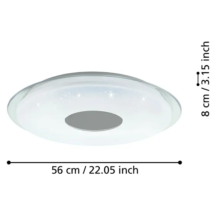 Eglo LED-Deckenleuchte rund LANCIANO-Z - 44,8 W, Ø x H: 560 mm x 8 cm, Weiß - Moderne LED Deckenleuchte mit funkelndem Sternenhimmel-Effekt und energiesparender Technologie für stilvolle Beleuchtung.