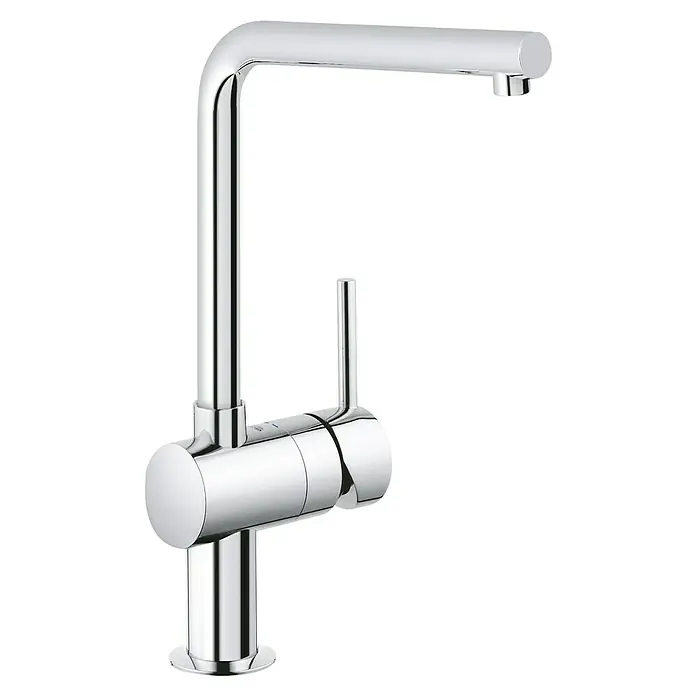 Grohe Spültischarmatur Minta - L-Auslauf, Chrom, Glänzend, Schwenkbar - Elegante Chromarmatur mit schlankem Design. Die Armatur besticht durch ihre klaren Linien und die hochwertige Verarbeitung.