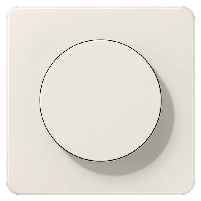 Jung CD 500 Dimmerabdeckung CD1740 - Weiß glänzend, Kunststoff - Cremefarbener quadratischer Lichtschalter mit großem rundem Dimmerknopf.